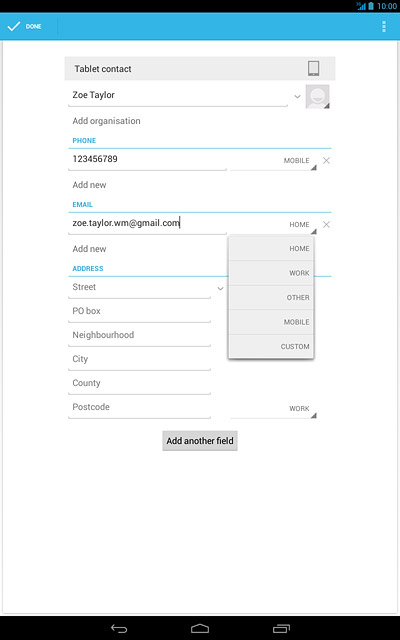 Press the required email type.