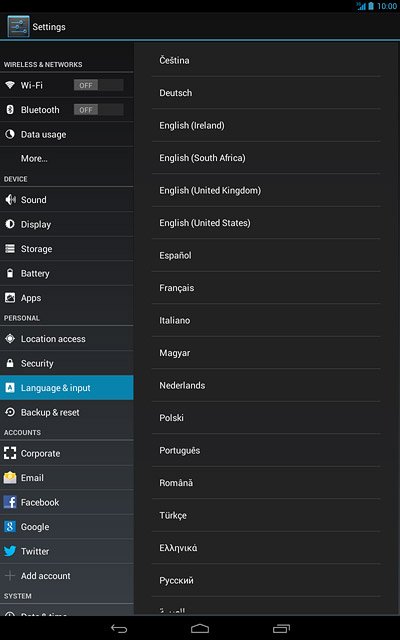 Press the required language.