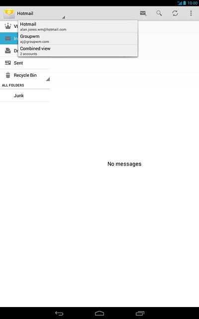 Press the required email account.