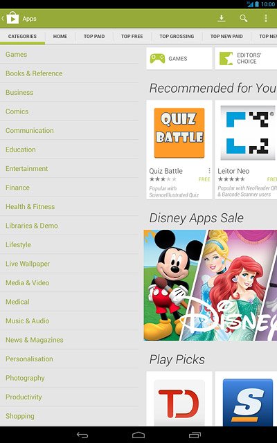 Press CATEGORIES.Go to the required category.