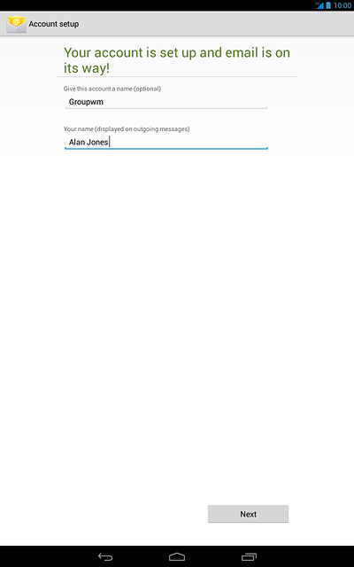 Press Next.Wait while your tablet retrieves new email messages.