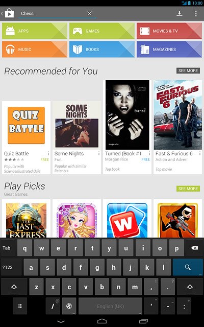 Key in the name of the required app and press the search icon.