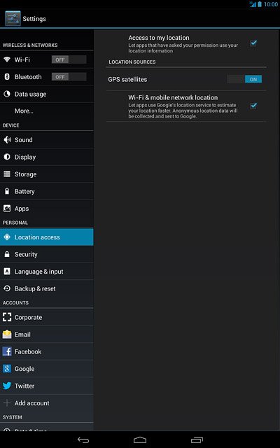 Press Access to my Location to turn the function on or off.
