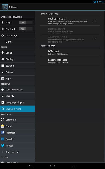 Press Backup & reset.