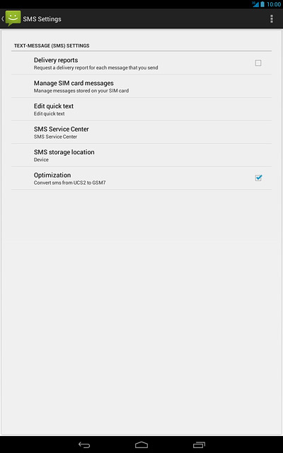 Press SMS Service Center.