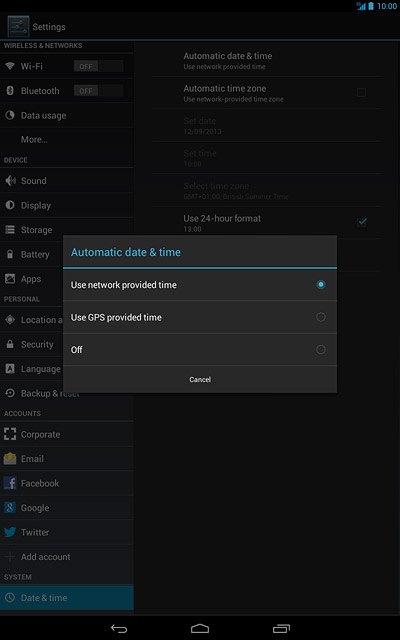 Press Use network provided time until the function is turned on.