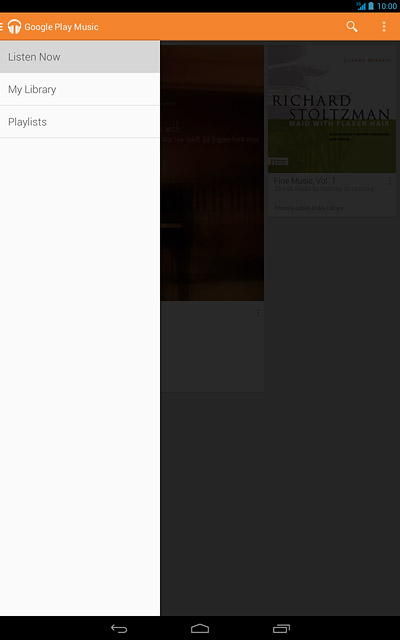 Slide your finger right on the display starting from the left side of the display.Press My Library.