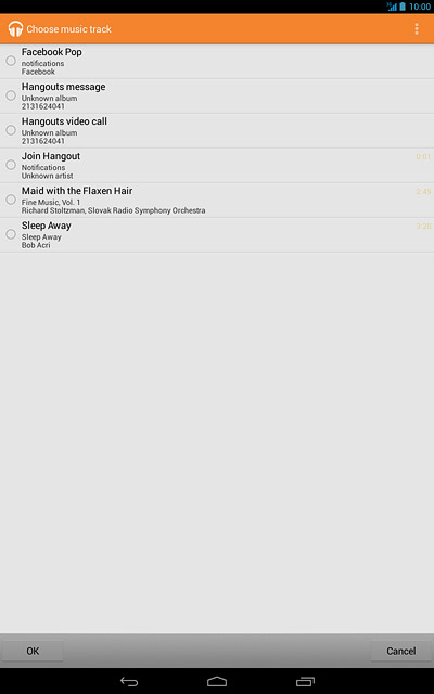 Press the field next to the required audio file.