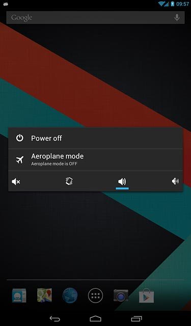 Press Aeroplane mode.Depending on the current setting, flight mode is turned on or off.