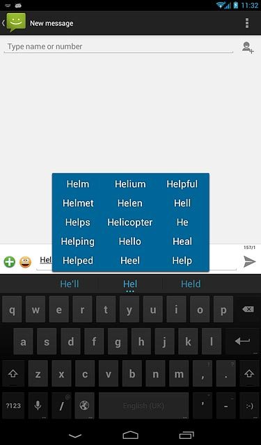 Press the required word to insert it.