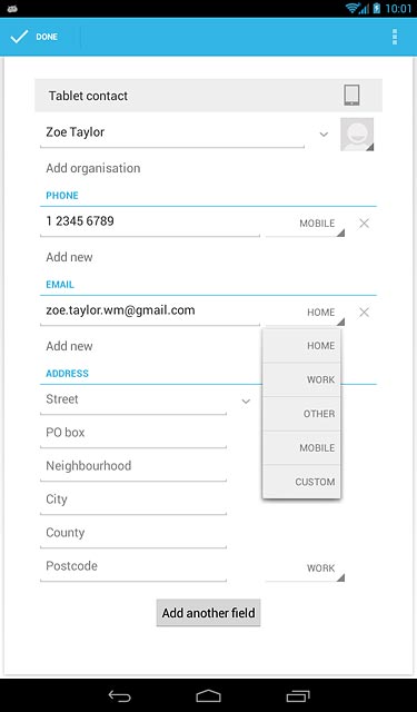 Press the required email type.
