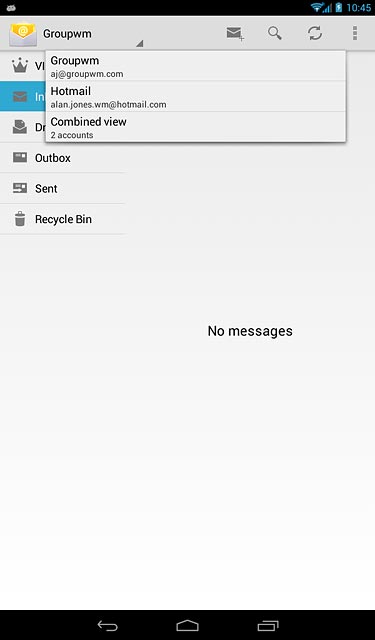 Press the required email account.