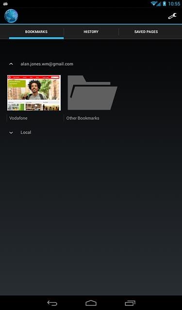 Press the required bookmark.