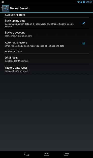 Press Factory data reset.