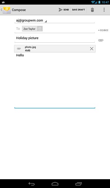 Press SEND when you've finished your email message.