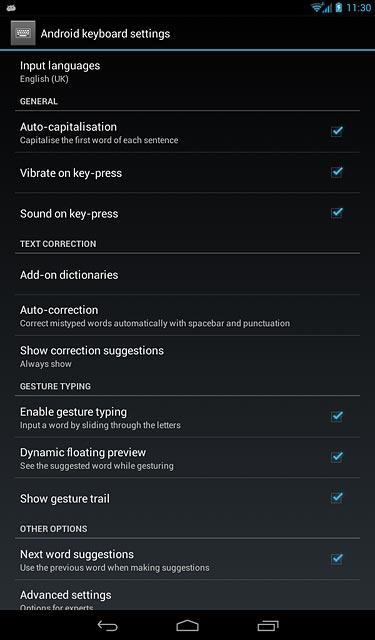 Press the return icon.