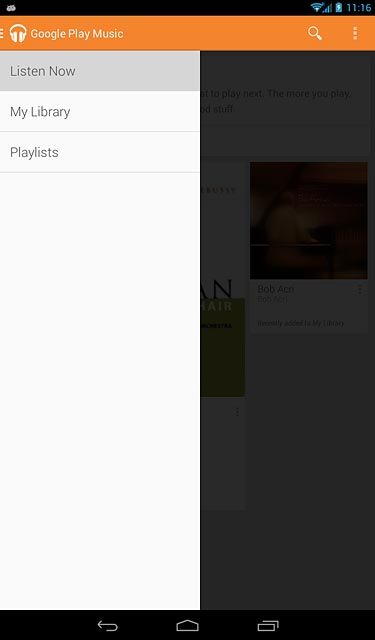 Slide your finger right on the display starting from the left side of the display.Press My Library.