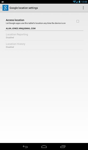 Press Access location to turn the function on or off.