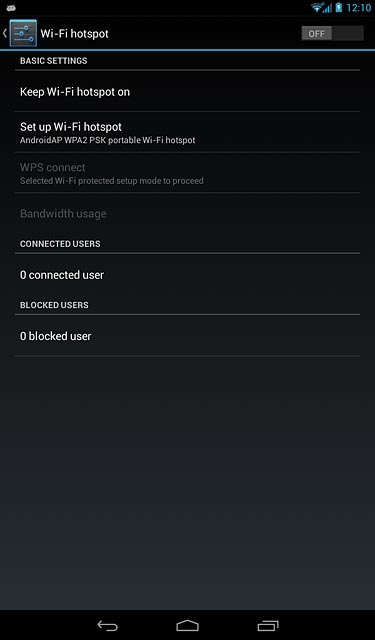 Press Set up Wi-Fi hotspot.
