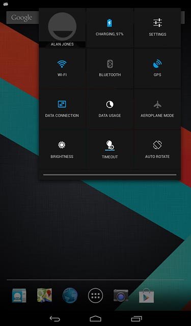 Slide your finger downwards starting from the top right side of the display.Press SETTINGS.