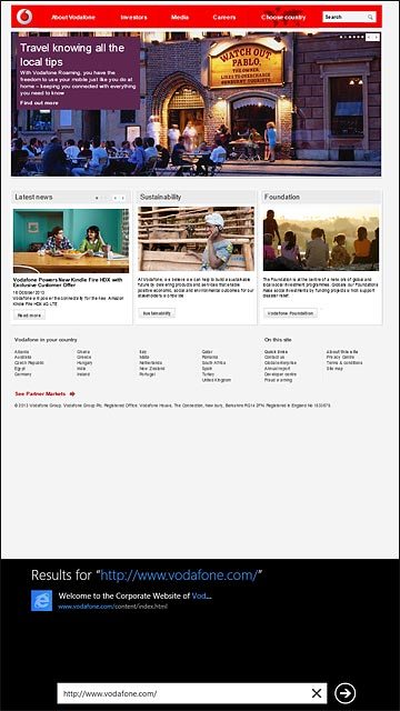 Key in the address of the required web page and press arrow right.