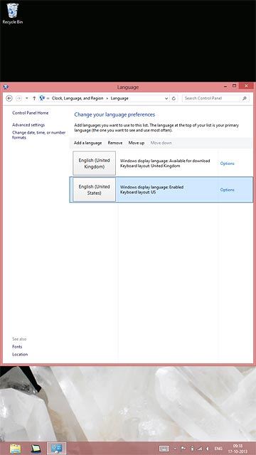 Press Move up repeatedly until the language is at the top of the list.