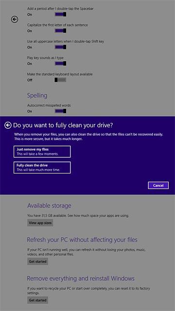 Press Fully clean the drive.