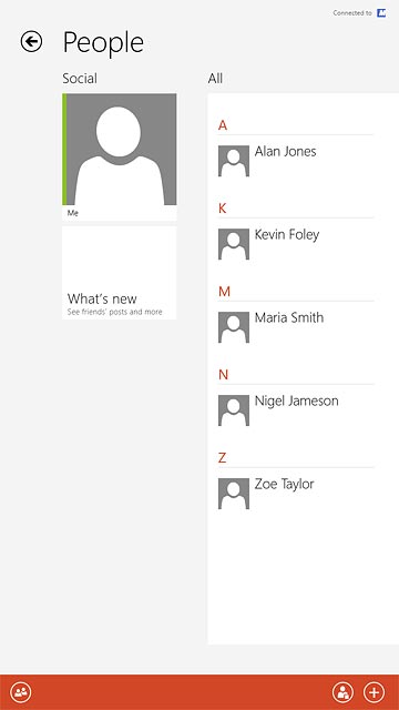 Slide your finger upwards starting from the bottom edge of your tablet.Press the new contact icon.