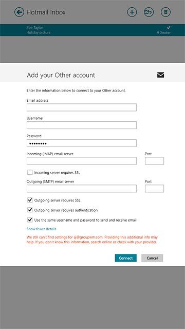 Press Incoming server requires SSL until the function is turned off.