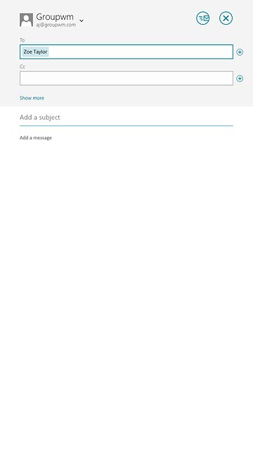 Press Add a subject and key in a subject for the email message.