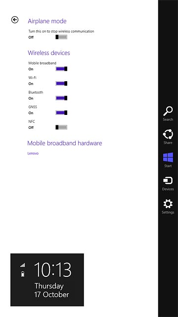 Slide your finger left starting from the right edge of your tablet.Press Settings.