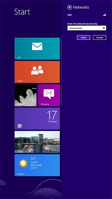 Follow the instructions on the display to key in security settings, if required, and press Next.