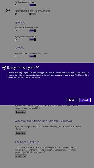 Press Reset.Wait while your device restores the factory default settings.Follow the instructions on the display to set up your tablet and prepare it for use.