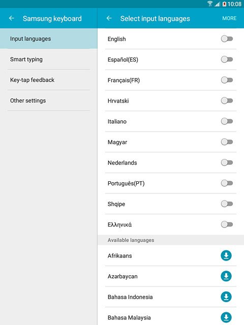 Press the required language to add it.