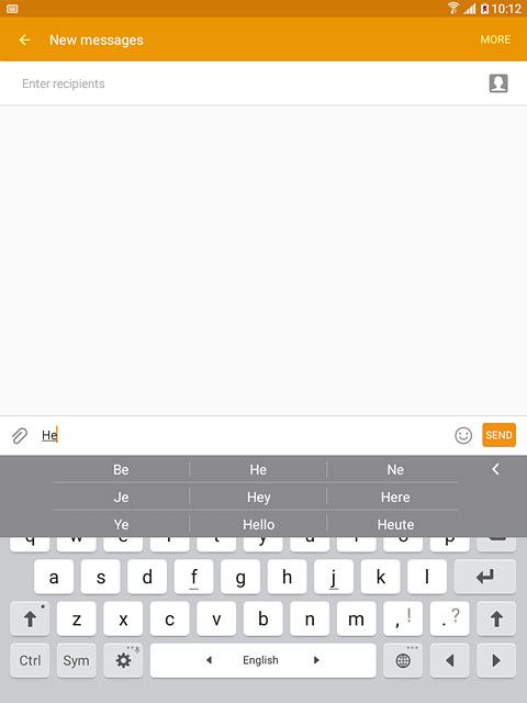 Press the required word to insert it.