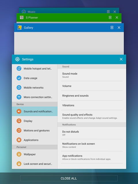 To end all applications:Press CLOSE ALL.