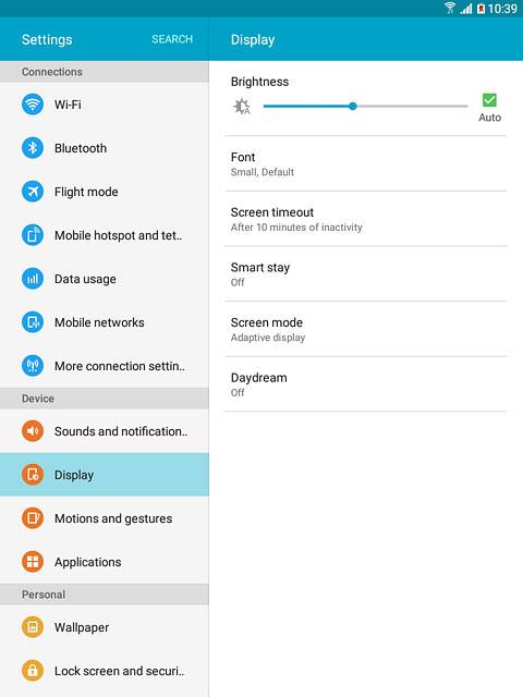 Press Screen timeout.