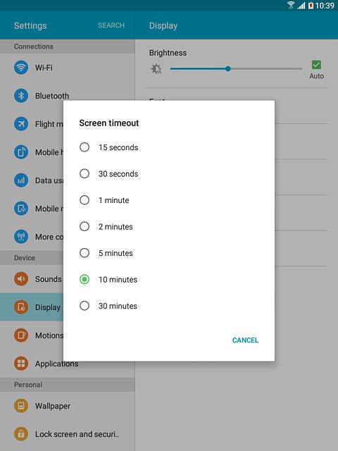 Press the required period.