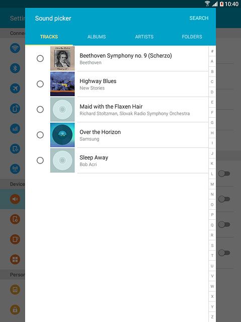 Press the different ringtones to listen to them.