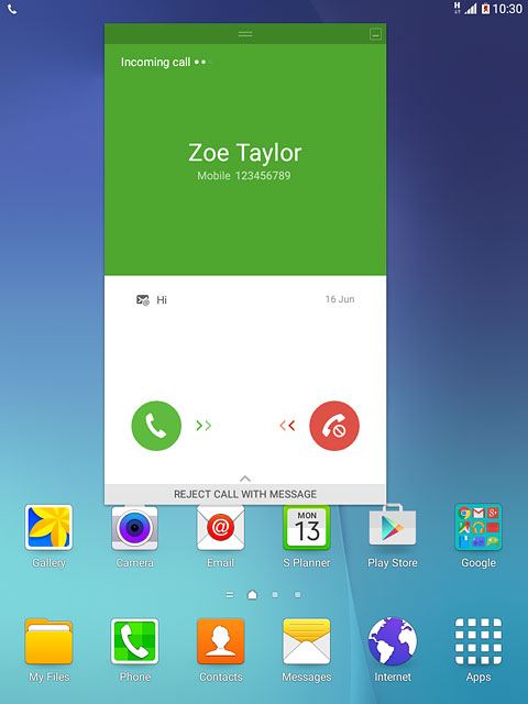 Press and drag the reject call icon left.