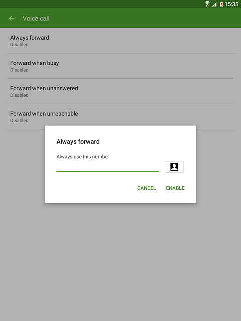 Key in the required number and press ENABLE.
