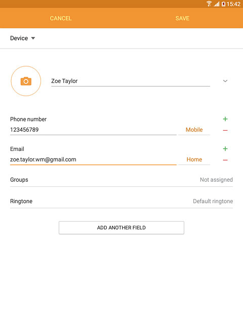 Press the field next to the email address.