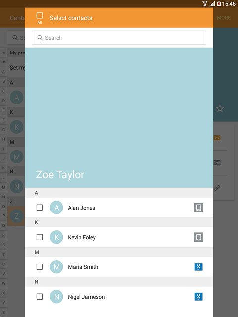 Press the required contact.
