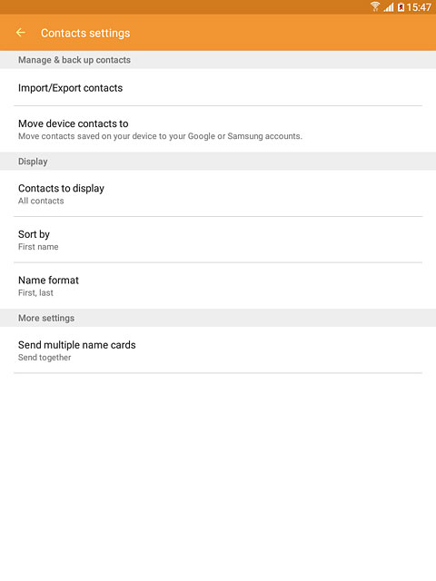 Press Import/Export contacts.