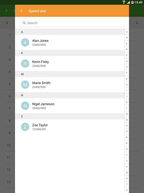Press the required contact.