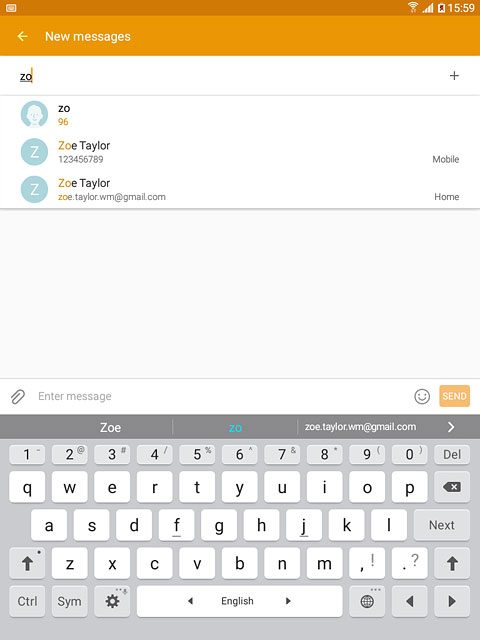 Key in the first letters of the required contact.Matching contacts are displayed.Press the required contact.