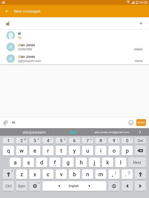 Press the required contact.