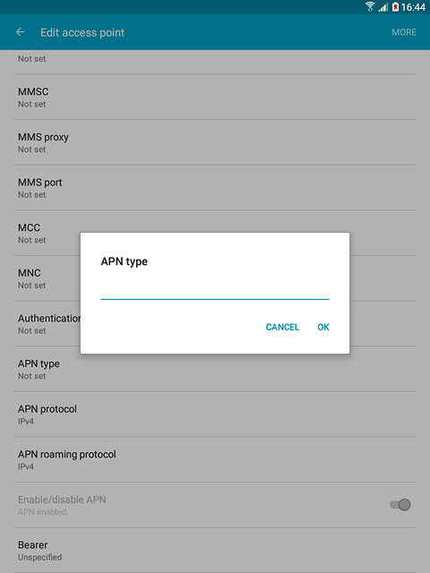 Key in default and press OK.