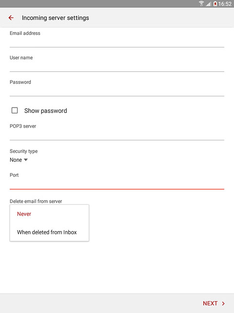 Press Never or When deleted from Inbox.