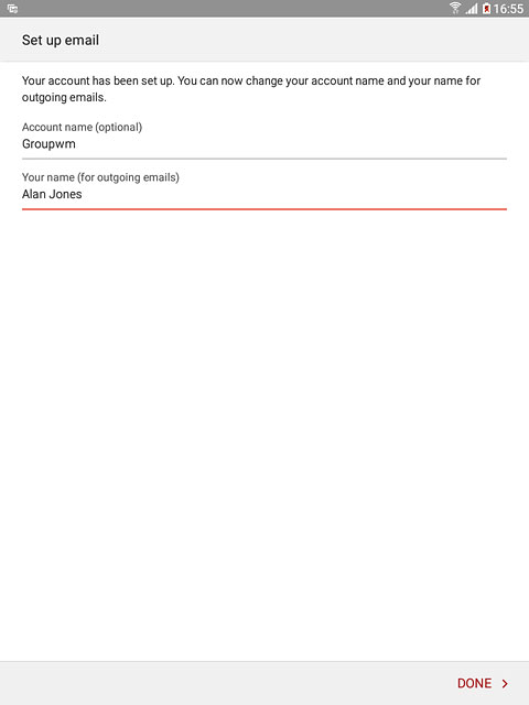 Press DONE.Wait while your tablet retrieves new email messages.